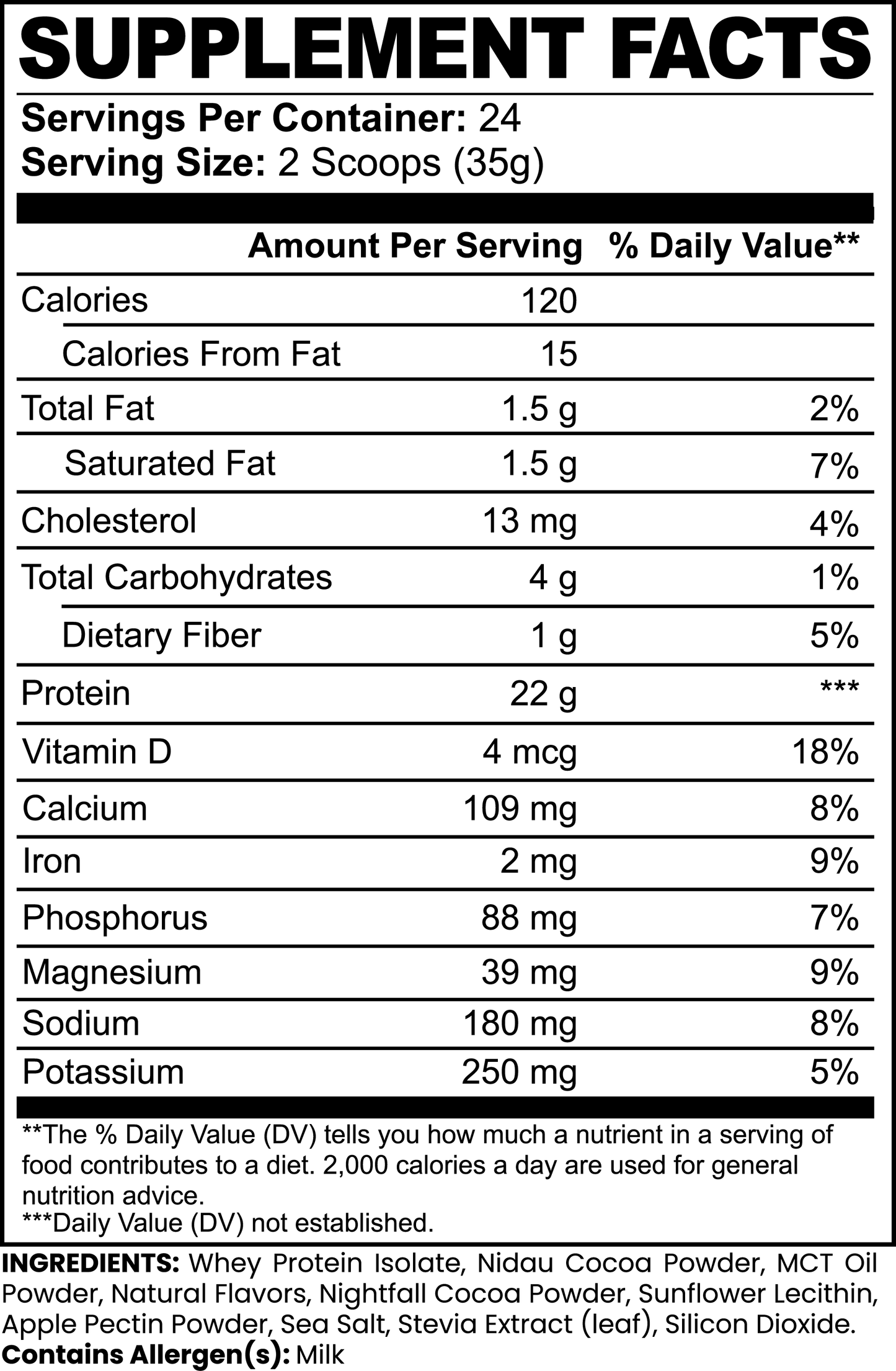 Whey Protein Isolate (Chocolate) 22g Protein Per Serv